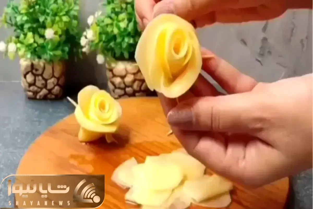 آشپزی حرفه ای؛ طرز تهیه ته دیگ گل رز با سیب زمینی اینو مادرشوهرت ببینه میگه عجب عروسی